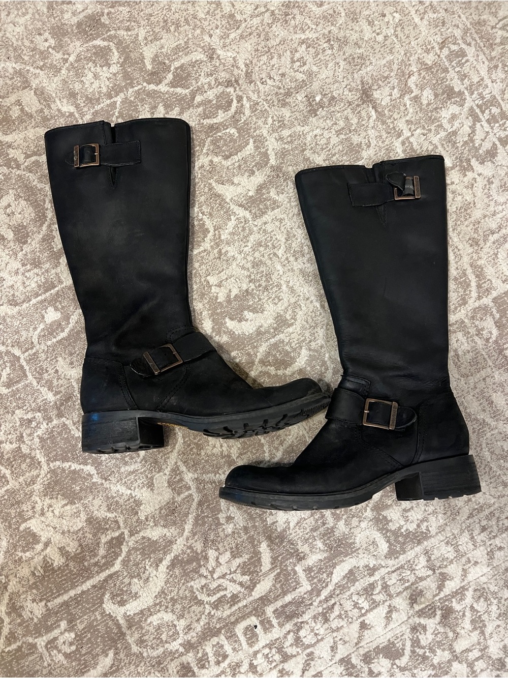 Timberland Black Leather Buckle Boots
